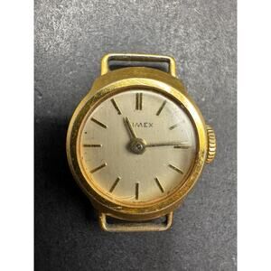 Vintage Timex Women's Watch Gold Tone Round Stainless Steel Back Base Metal 17mm